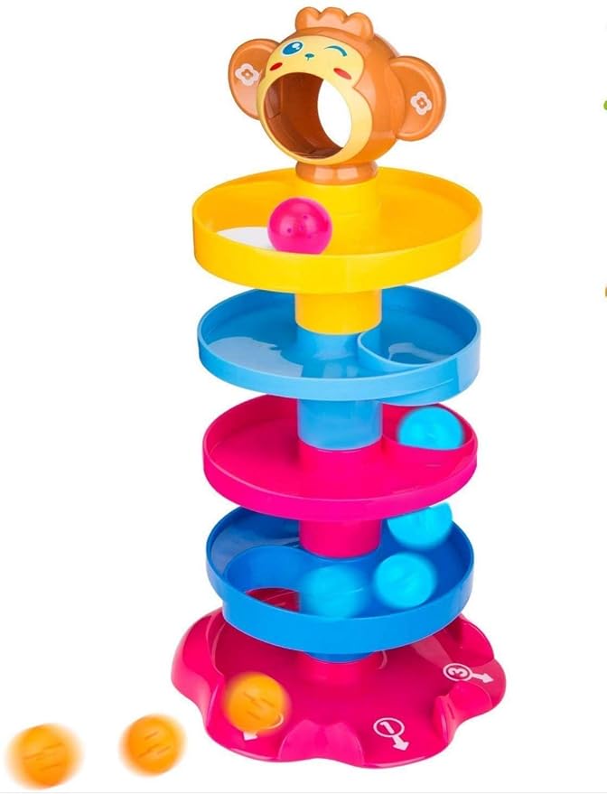 ZIAANSS ENTERPRISE Colourful Plastic Roly-Poly Toy with Ringing Ball, 15 cm Height