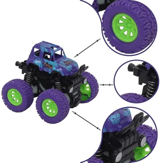 Toy Imagine 4x4 Mini Monster Friction Power Truck Pack of 2 Kids Age 3-8 | 360 Drift Stunt Car | Push & Go Forward | Off-Road Toy Car | Best Birthday Gift for Baby Boys & Girls. (Colour May Vary)