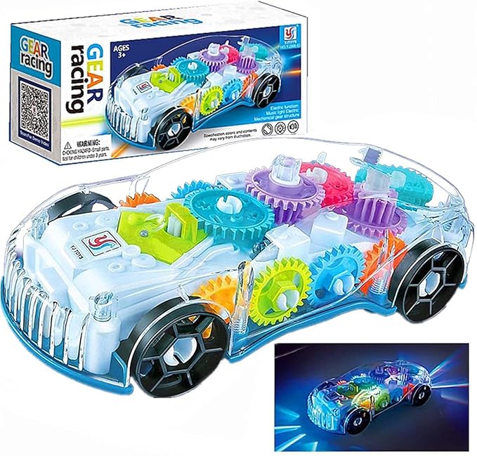 Storio 3D Baby Car Toy with 360 Degree Rotation, Gear Simulation Mechanical Car with Sound Music & Light Toys for Kids Boys & Girls, Multicolor