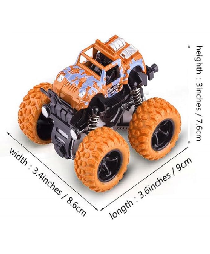 Toy Imagine 4x4 Mini Monster Friction Power Truck Pack of 2 Kids Age 3-8 | 360 Drift Stunt Car | Push & Go Forward | Off-Road Toy Car | Best Birthday Gift for Baby Boys & Girls. (Colour May Vary)