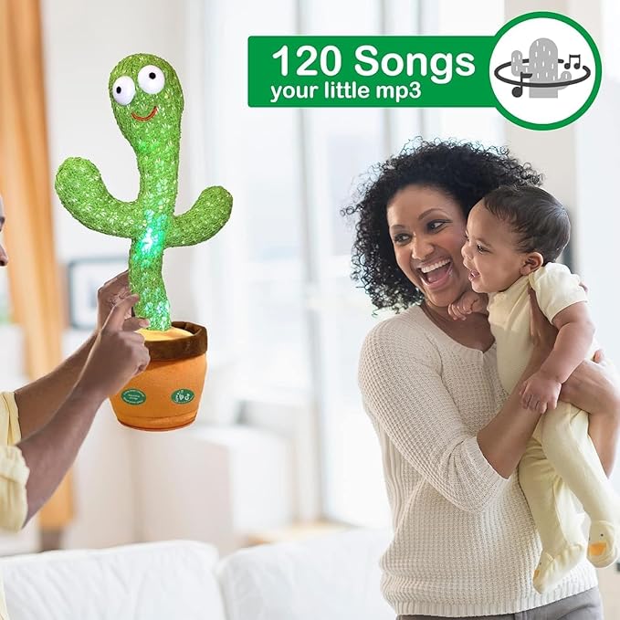 Storio Rechargeable Toys Talking Cactus Baby Toys for Kids Dancing Cactus Toys Can Sing Wriggle & Singing Recording Repeat What You Say Funny Education Toys for Children Playing Home Decor for Kids