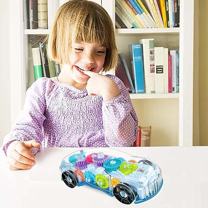 Storio 3D Baby Car Toy with 360 Degree Rotation, Gear Simulation Mechanical Car with Sound Music & Light Toys for Kids Boys & Girls, Multicolor