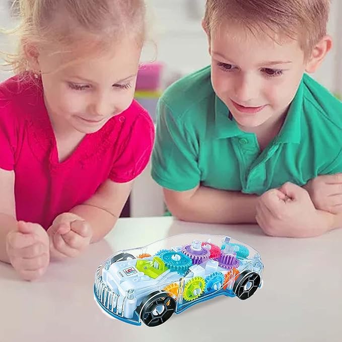 Storio 3D Baby Car Toy with 360 Degree Rotation, Gear Simulation Mechanical Car with Sound Music & Light Toys for Kids Boys & Girls, Multicolor